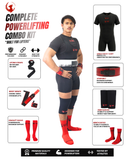 COMPLETE POWERLIFTING KIT ( 13mm lever belt+ singlet + T-shirt +7mm knee sleeves + wrist wrap+ Lifting strap + socks)